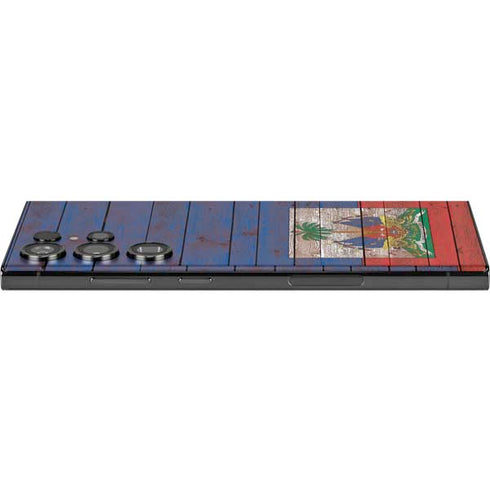 Haiti Flag Dark Wood Galaxy Skins